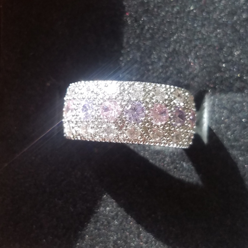 925 sterling Silver plated w/amethyst&pink saphire